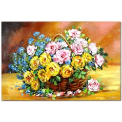  Obraz malowany Róże w koszyku 80x120cm