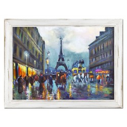  Obraz olejny ręcznie malowany 63x84cm Deszczowy Paryż
