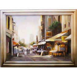  Obraz olejny ręcznie malowany 64x84cm Poetyczna uliczka