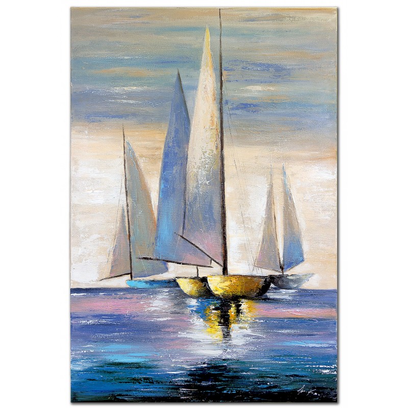  Obraz malowany Jachty na spokojnym morzu 60x90cm