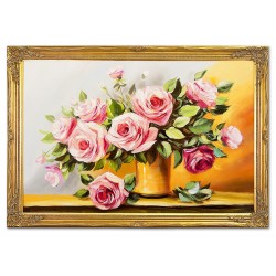  Obraz malowany Róże w wazonie 94x134cm