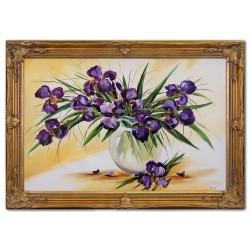  Obraz malowany Fioletowe kwiatki w wazonie 74x104cm