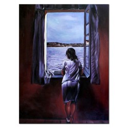  Obraz olejny ręcznie malowany Salvador Dali Dziewczyna w oknie kopia 90x120cm