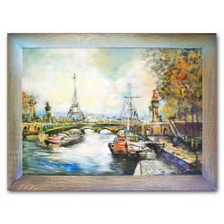  Obraz olejny ręcznie malowany 63x83cm Zamglony Paryż
