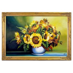  Obraz malowany Słoneczniki w wazonie 94x134cm