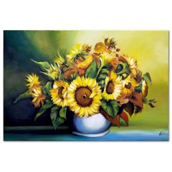  Obraz malowany Słoneczniki w wazonie 80x120cm