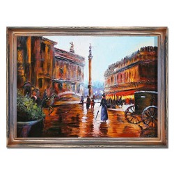 Obraz olejny ręcznie malowany 63x83cm Przytulna miasto