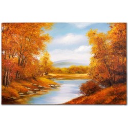  Obraz malowany Jesienny strumyk w lesie 60x90cm