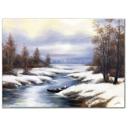  Obraz malowany Strumyk zimową porą 50x70cm