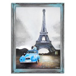  Obraz olejny ręcznie malowany 63x83cm Niebieska taksówka