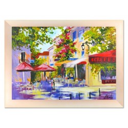  Obraz olejny ręcznie malowany 64x84cm Kolorowe kawiarnie