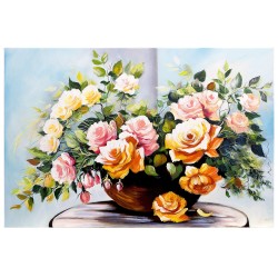  Obraz malowany Róże w wazonie 80x120cm płótno