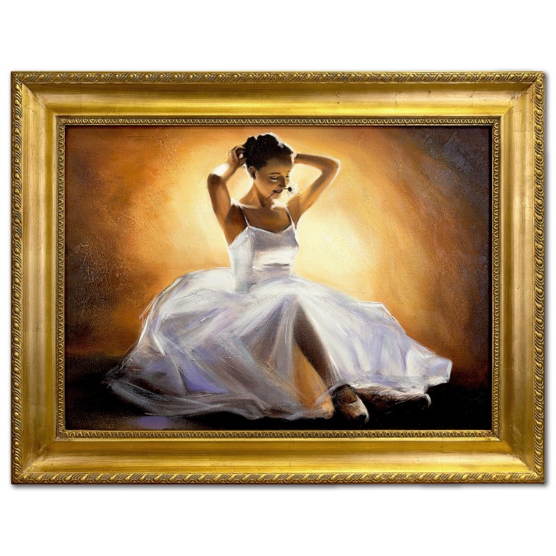  Obraz malowany Baletnica 65x85cm płótno w złotej ramie