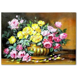  Obraz malowany Jesienne róże w wazonie 50x70cm
