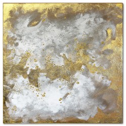  Obraz olejny ręcznie malowany z płatkami złota 100x100cm Złota aura