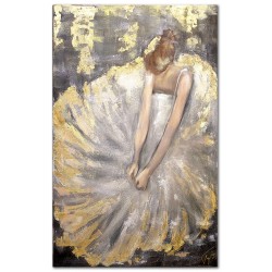  Obraz olejny ręcznie malowany z płatkami złota Złota baletnica 80x120cm