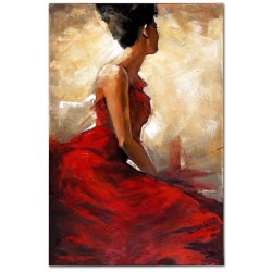  Obraz ręcznie malowany na płótnie Kobieta w czerwonej sukni 80x120cm