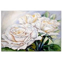  Obraz ręcznie malowany na płótnie Białe Róże 80x120cm