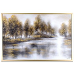  Obraz olejny ręcznie malowany 63x93cm Pejzaż z rzeką