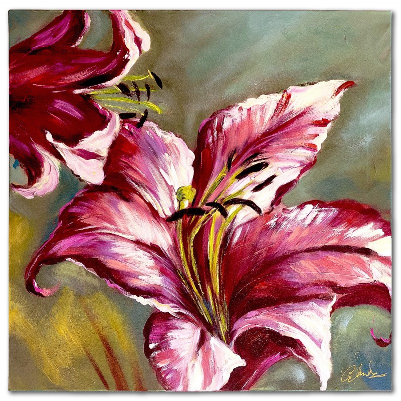  Obraz malowany Purpurowe magnolie 90x90cm