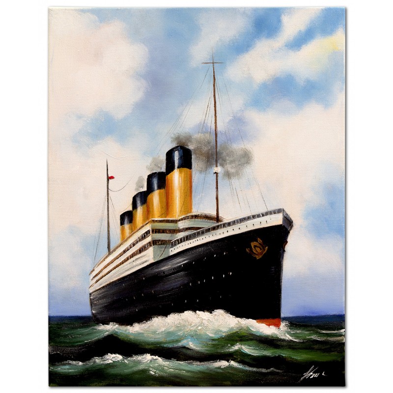  Obraz malowany Parowiec na morzu 40x50cm