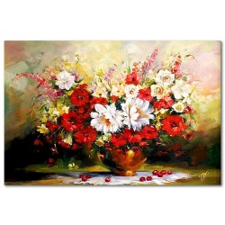  Obraz malowany Polne kwiaty w wazonie 60x90cm