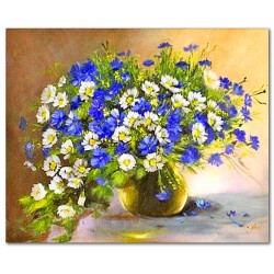  Obraz malowany Bukiet kwiatów w wazonie 40x50cm