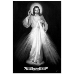 Obraz olejny ręcznie malowany z Jezusem Chrystusem Jezu Ufam Tobie obraz czarno-biały 60x90 cm