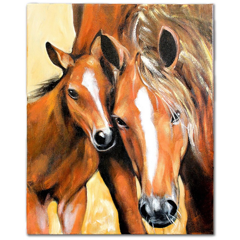  Obraz olejny ręcznie malowany 40x50cm Dwa konie