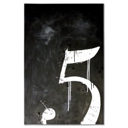  Obraz na płótnie ręcznie malowany czarno-biały 60x90cm Piątka