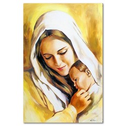  Obraz Matki Boskiej z Dzieciątkiem malowany 80x120 cm