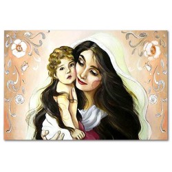  Obraz Matki Boskiej z Dzieciątkiem malowany 60x90 cm