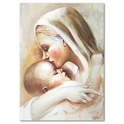  Obraz Matki Boskiej z Dzieciątkiem malowany 50x70 cm
