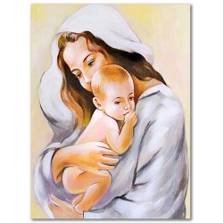  Obraz Matki Boskiej z Dzieciątkiem malowany 30x40 cm