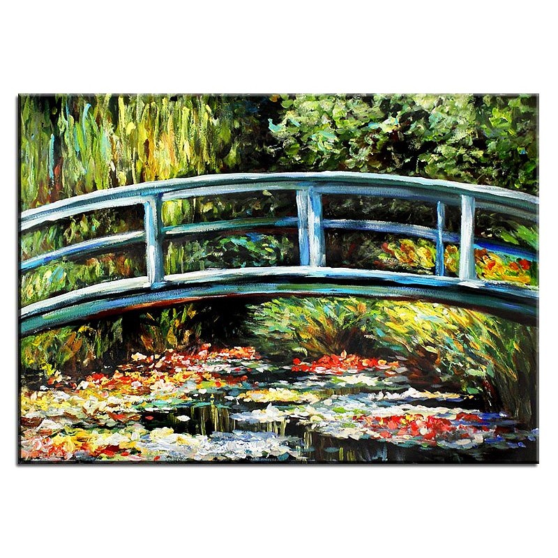 Obraz olejny ręcznie malowany Claude Monet Japoński mostek 110x150cm