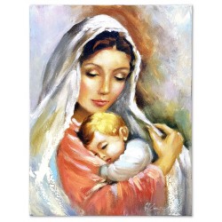 Obraz malowany Matka Boska z dzieciątkiem 30x40cm