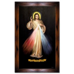  Obraz olejny ręcznie malowany z Jezusem Chrystusem Jezu Ufam Tobie obraz w brązowej ramie 120x190 cm