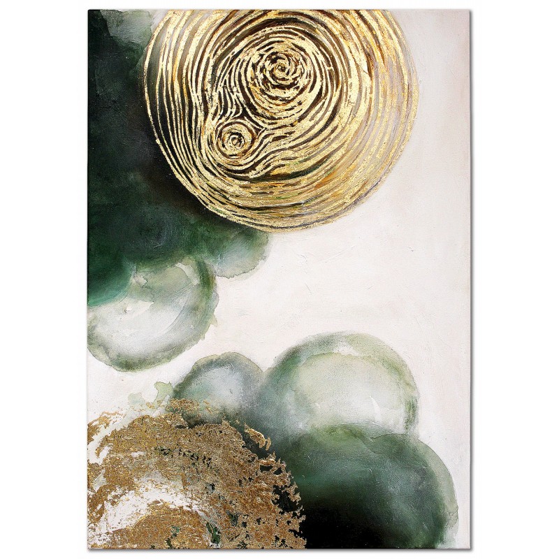  Obraz malowany z elementami płatków złota 110x150cm Bańki mydlane