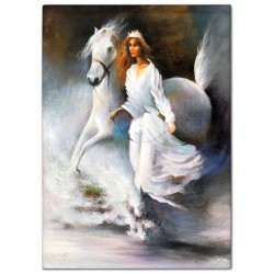  Obraz ręcznie malowany Dziewczyna i koń 110x150cm