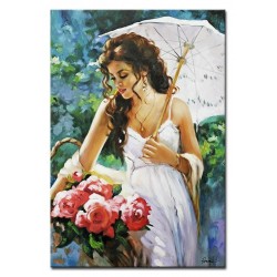  Obraz malowany Dama z parasolką 80x120cm