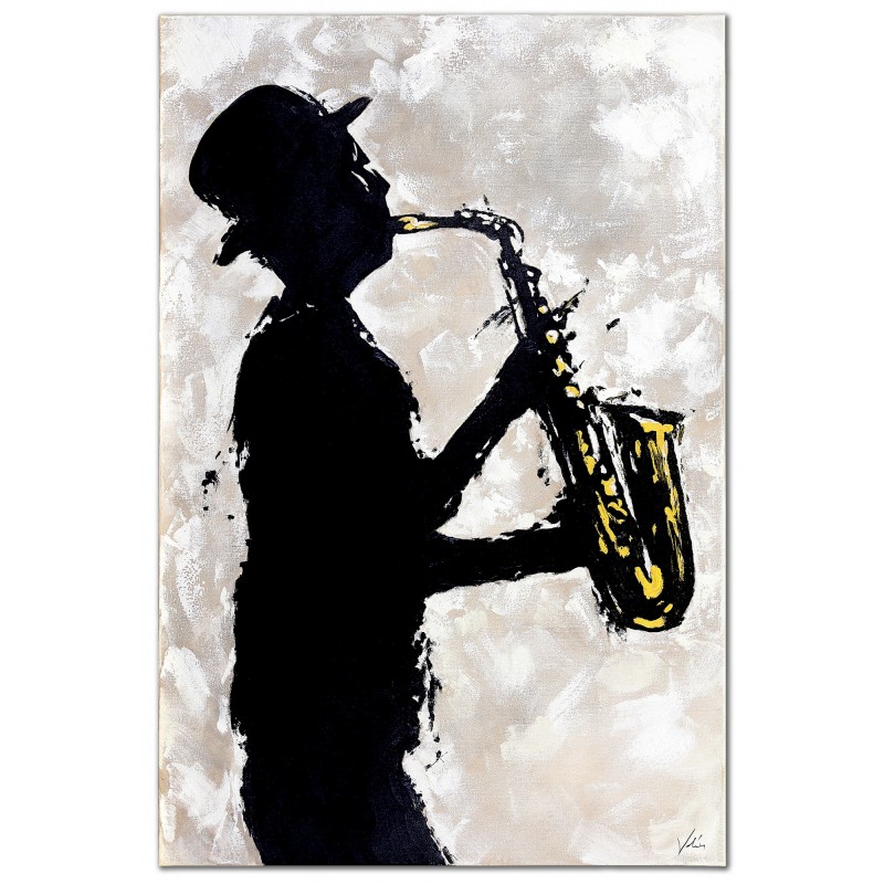  Obraz malowany Grajek z saksofonem 80x120cm