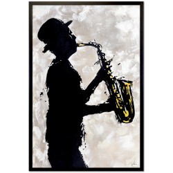  Obraz olejny ręcznie malowany 63x93cm Saksofon