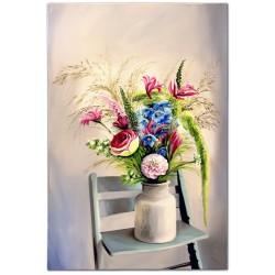  Obraz malowany Bukiet kwiatów w wazonie 60x90cm