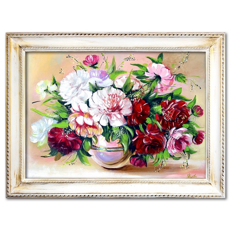  Obraz olejny ręcznie malowany Bukiet kwiatów 65x85cm
