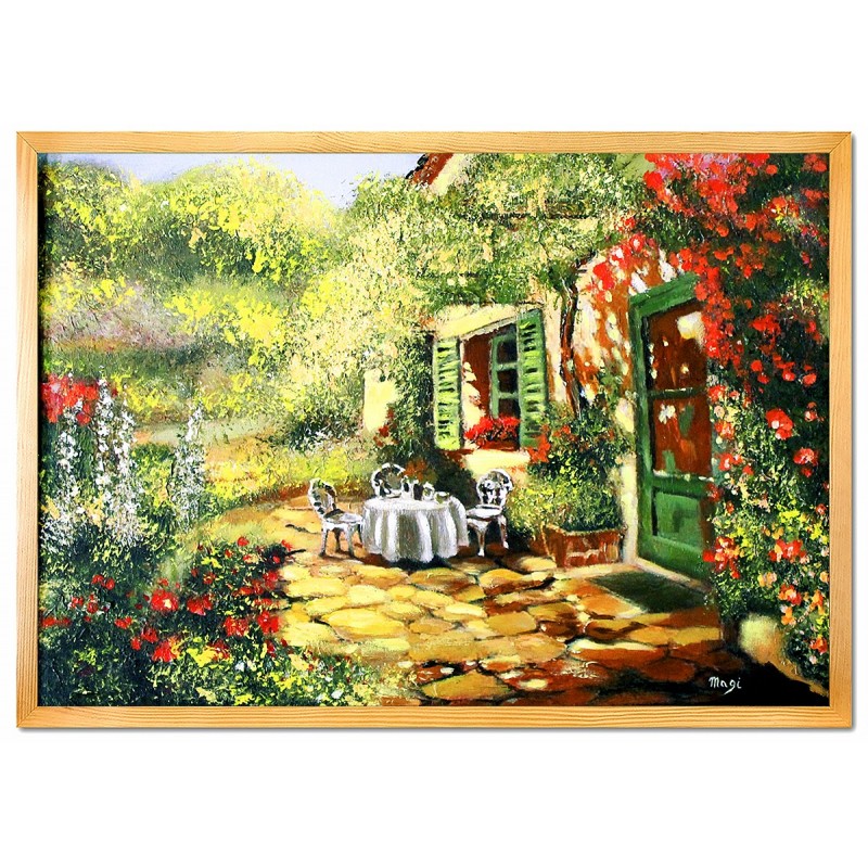  Obraz malowany Chatka w lesie 53x73cm