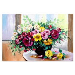  Obraz olejny ręcznie malowany Bukiet kwiatów 80x120cm