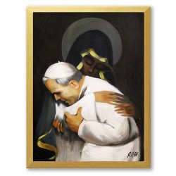  Obraz Jana Pawła II papieża z Maryją 33x43 cm obraz olejny na płótnie w złotej ramie