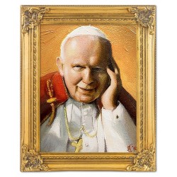  Obraz Jana Pawła II papieża 37x47 cm obraz olejny na płótnie w złotej ramie