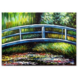  Obraz olejny ręcznie malowany Claude Monet Japoński mostek kopia 50x70cm