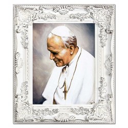  Obraz Jana Pawła II papieża 27x32 cm obraz olejny na płótnie w białej ramie